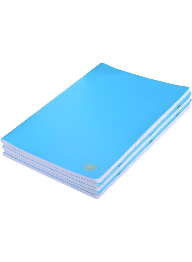 FIS® Notebook, Soft Cover PP Materials, Size A4(210x297mm), Single Line Ruling, 80 Sheets, 160 Pages, 2 Round Edges, Packet of 5 Pieces, Neon Blue Color-FSNBA4SLPPNBL - Image 1